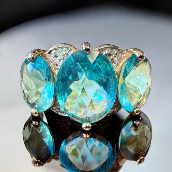 Ross Simons Blue Apatite 18kt Gold/Sterling Ring (7) - Picture 2 of 10